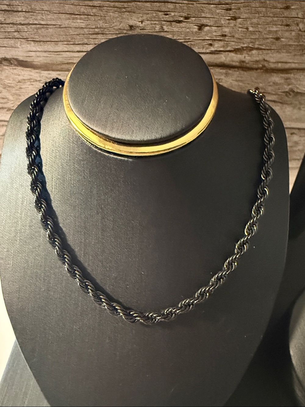 Black Twisted Rope Chain Necklace Mens Jewelry